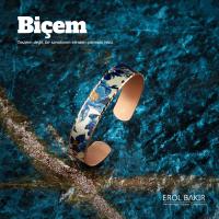 Biçem İznik Osmanlı Çini Çiçek Baskılı El Yapımı Bakır Bileklik – Handmade Copper Bracelet