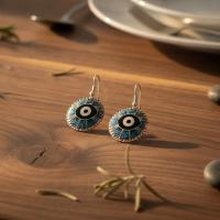 Tribal Bordür Desenli El Yapımı Bakır Küpe - Seri 044