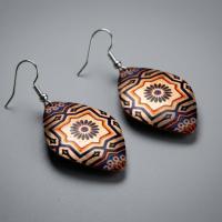 Aztek Kilim Desenli El Yapımı Bakır Küpe - Seri 001