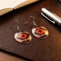 Kilim Bordür Motifli El Yapımı Bakır Küpe - Seri 069