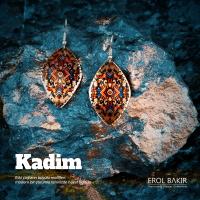 Kadim Bakır Zemin Kırmızı Aztek Kilim Desenli El Yapımı Bakır Küpe – Handmade Copper Earring