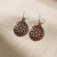 Modern Geometrik Desenli El Yapımı Bakır Küpe - Seri 070