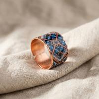 Modern Geometrik Desenli El Yapımı Kalın Bakır Yüzük - Seri 030