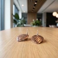Kilim Bordür Motifli El Yapımı Bakır Küpe - Seri 009