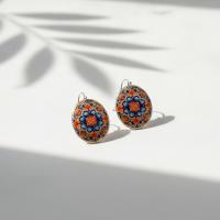 Aztek Kilim Desenli El Yapımı Bakır Küpe - Seri 061