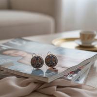 Premium Geometrik Motifli El Yapımı Bakır Küpe - Seri 040