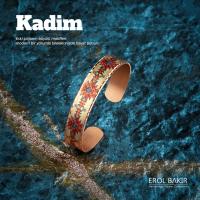 Kadim Kırmızı Çiçek Nakışlı El Yapımı Bakır Bileklik – Handmade Copper Bracelet