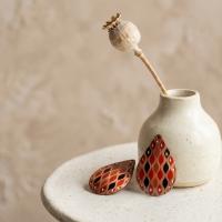Aztek Kilim Desenli El Yapımı Bakır Küpe - Seri 021