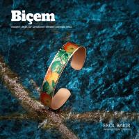 Biçem Renkli Çiçek Botanical Baskılı El Yapımı Bakır Bileklik – Handmade Copper Bracelet