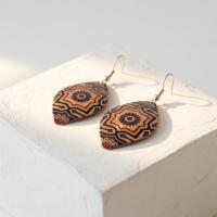 Aztek Kilim Desenli El Yapımı Bakır Küpe - Seri 001