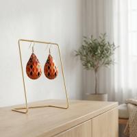 Aztek Kilim Desenli El Yapımı Bakır Küpe - Seri 021