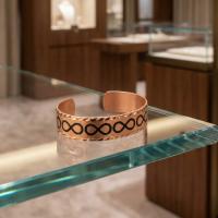 Premium Geometrik Motifli El Yapımı İnce Bakır Bileklik - Seri 040