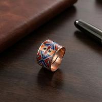 Dekoratif Geometrik El Yapımı Kalın Bakır Yüzük - Seri 035
