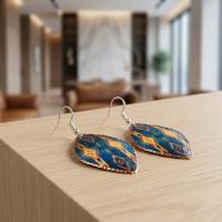 Minimal Etnik Desenli El Yapımı Bakır Küpe - Seri 005