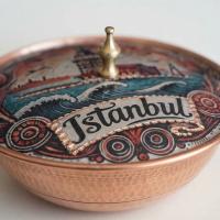 Tekli Bakır Şekerlik Çini Modeli – Küçük 7 CM Çap