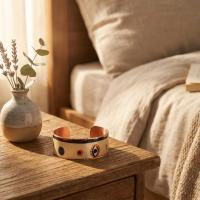 Aztek Kilim Desenli El Yapımı Kalın Bakır Bileklik - Seri 021