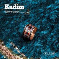 Kadim Mavi Lacivert Çok Renkli Aztek Kilim Desenli El Yapımı Bakır Yüzük – Handmade Copper Ring