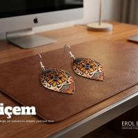 Ritmik Desenli El Yapımı Bakır Küpe - Seri 017