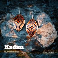 Kadim Turuncu Aztek Kilim Desenli El Yapımı Bakır Küpe – Handmade Copper Earring