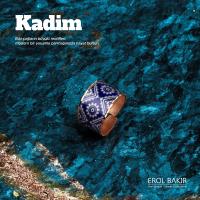 Kadim Mavi Lacivert Aztek Kilim Desenli El Yapımı Rose Gold Bakır Yüzük – Handmade Copper Ring