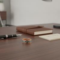 Modern Geometrik Desenli El Yapımı İnce Bakır Yüzük - Seri 010