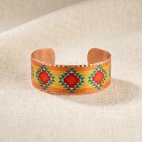 Kilim Bordür Motifli El Yapımı Kalın Bakır Bileklik - Seri 029