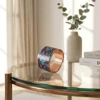 Kilim Bordür Motifli El Yapımı Kalın Bakır Yüzük - Seri 029