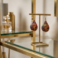 Kilim Bordür Motifli El Yapımı Bakır Küpe - Seri 029