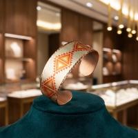 Ritmik Desenli El Yapımı Kalın Bakır Bileklik - Seri 017
