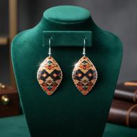 Modern Geometrik Desenli El Yapımı Bakır Küpe - Seri 010