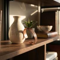 Kilim Bordür Motifli El Yapımı İnce Bakır Bileklik - Seri 009