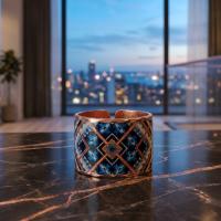 Modern Geometrik Desenli El Yapımı Kalın Bakır Yüzük - Seri 030