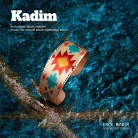 Kadim Krem Zemin Kırmızı Turuncu Aztek Kilim Desenli Kalın El Yapımı Bakır Bileklik – Handmade Copper Bracelet