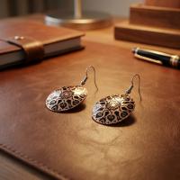 Modern Geometrik Desenli El Yapımı Bakır Küpe - Seri 070