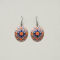 Aztek Kilim Desenli El Yapımı Bakır Küpe - Seri 061
