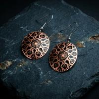 Modern Geometrik Desenli El Yapımı Bakır Küpe - Seri 070
