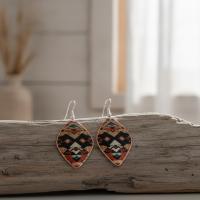 Modern Geometrik Desenli El Yapımı Bakır Küpe - Seri 010