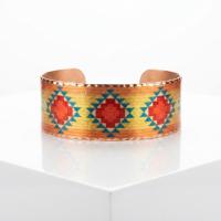 Kilim Bordür Motifli El Yapımı Kalın Bakır Bileklik - Seri 029