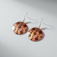Modern Geometrik Desenli El Yapımı Bakır Küpe - Seri 050
