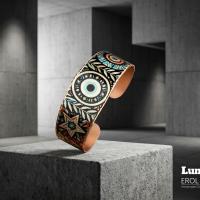 Modern Geometrik Desenli El Yapımı Kalın Bakır Bileklik - Seri 030