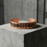 Aztek Kilim Desenli El Yapımı İnce Bakır Bileklik - Seri 001