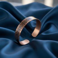 İnce Bakır Bileklik - Siyah Spiral Desen Model 010