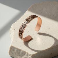 İnce Bakır Bileklik - Siyah Geometrik Desen Model 042