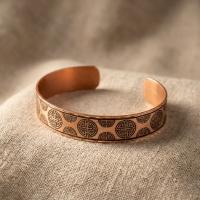 İnce Bakır Bileklik - Siyah Celtic Geometrik Desen Model 051