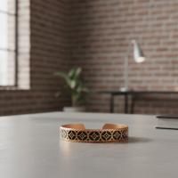 İnce Bakır Bileklik - Siyah Geometrik Desen Model 052