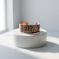 Kalın Bakır Bileklik - Siyah Yunan Spirali Geometrik Model 007