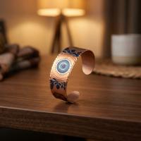 Kalın Bakır Bileklik - Mavi Göz Desen Model 008