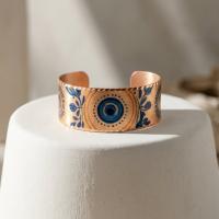 Kalın Bakır Bileklik - Mavi Göz Desen Model 008