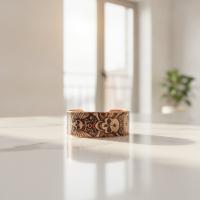 Kalın Bakır Bileklik - Bakır Kırmızı Siyah Kafatası Desen Model 010