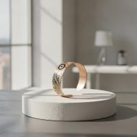 Kalın Bakır Bileklik - Mavi Siyah Göz Desen Model 013
